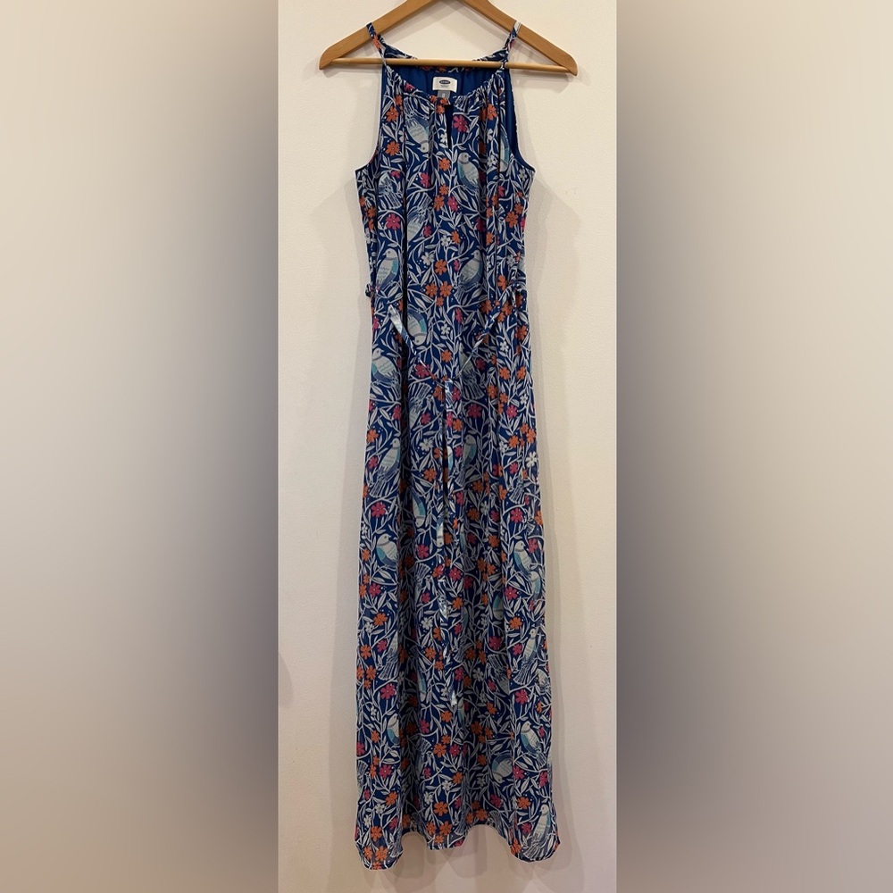 Old Navy Bird Patterned Maxi Dress, Extra Small